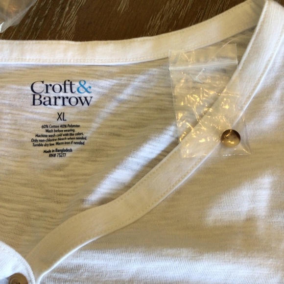 Croft & Barrow Womens White Short Sleeve Utility Henley Top Size XL - Picture 7 of 8